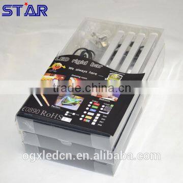 Blister Packing 30cm Aluminum LED Bar RGB 5050 12V IP20 4.5W + 24keys RGB IR Remote Controller + 12v Adapter + Accessories