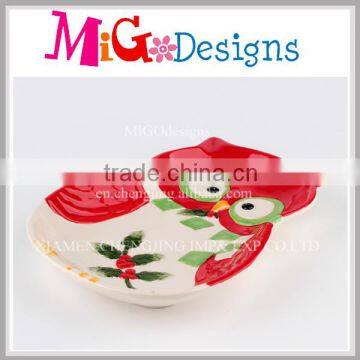 Ceramic Owl Design Dish Red Wholesale