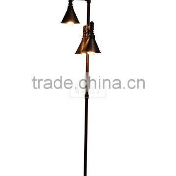 Nostalgic Water Iron Pipe Floor Lamp Filament Metal Standing Light Reading Foot Lamp