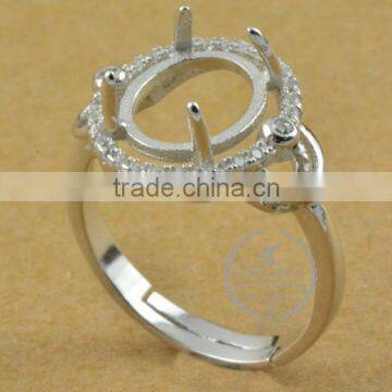 8*10mm 925 sterling silver oval bezel silvery prong setting ring base blank supplies DIY findings 1222006