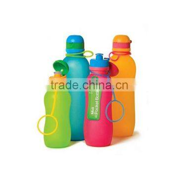 2015 Custom LOGO Heat Insulated Silicone Folding Water Bottle for Travelling foldable water bottle