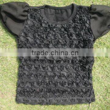 KP-RST005 black Rose Petti Tops, baby t shirt wholesale