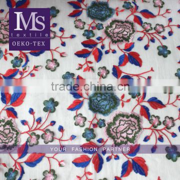 Wholesale indian colorful Floral chiffon guipure embroidery lace fabric for summer garment