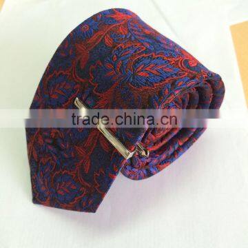 Men's blue/red 100% silk tie with flower design