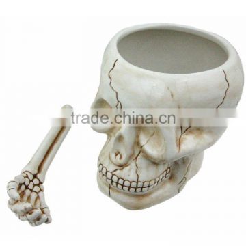 Ceramic Skull Bowl with Bone Spoon