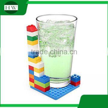 creative silicone non-slip building block heated insulation pad cup coasters mat placemat coaster