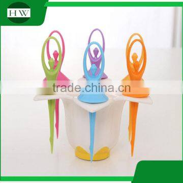 eco plastic tableware cartoon ballet flower fruit fork set