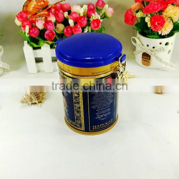 Factory custom round shape plastic lid tin canister