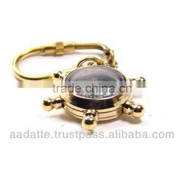 Marine Brass Wheel Compass Nautical Key Chain photo-2