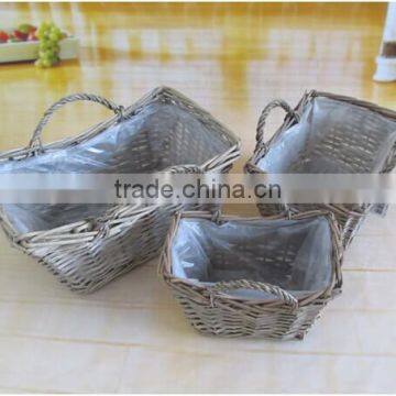 Handmade wicker flower baskets for planting with plastic liner wicker plants basket