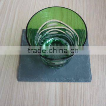 Natural Black Slate Coaster With Glass Strawberry Jar photo-3