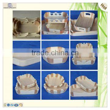 Customized Handmade Handle Round Wood Organizer Tray photo-5