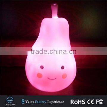 Personalised cartoon pear shape battery LED night light lamp for kids