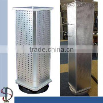 Revolving Square Pegboard Display Rack Tower