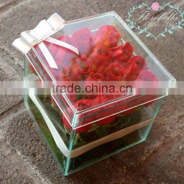 Special custom square flower paper box with preserve floral foam flower gift box