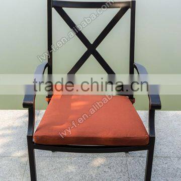 outdoor metal dining armchair restaurant aluminum chair with seat cushion