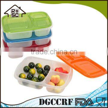 3 Compartment Plastic Lunch Box With Lid Reusable photo-3