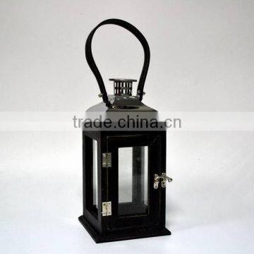 Wood Candle Lantern With Stainless Steel photo-2