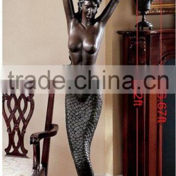 Bronze Nude Mermaid Electric Lamp Holder in Home Deocration photo-2