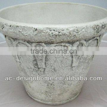 ROUND STACKABLE ANTIQUE WHITE PU FOAM PLANTER