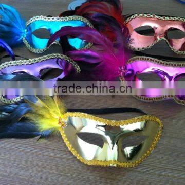 party mask with feather ribbon decoration accessory