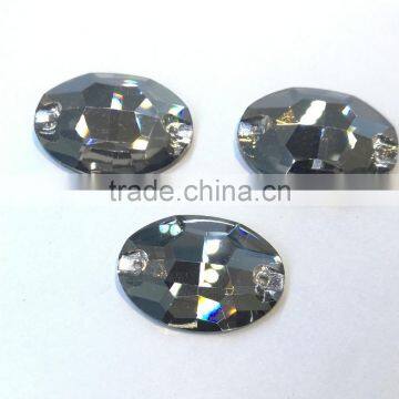 Black Diamond Flat Back Sew on Crystal Facncy Stone Glass Beads With Holes for Jewelry Making photo-2