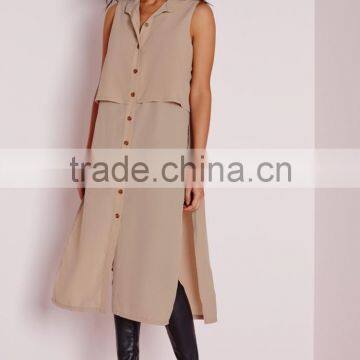 Hot Sale Lady Sleeveless Double Layer Utility Blouse New Patterns photo-2