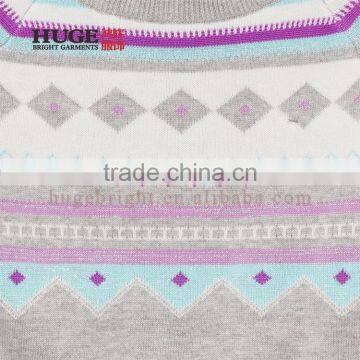Girls Long Raglan Sleeve Fair Isle Cotton Sweater Knitting photo-2