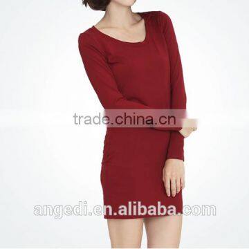 Skinny Fit Women Long Sleeve Home Dress Cotton Korean Stretch Style Long t Shirt photo-4