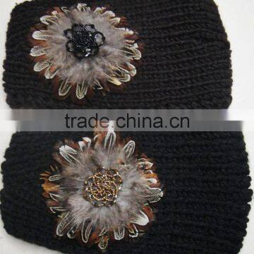Fashion New Hot Knitted Acrylic Designer Feather Headband for Winter photo-5
