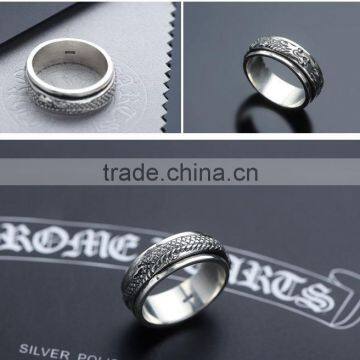 Fancy Chinese Dragon Design Cool Punk Style Brass / 925 Sterling Silver Men's Ring photo-6