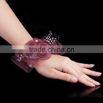 Stretch Fabric Flower Bracelets Bridemaid Jewelry Fabric Wrist Corsage Wedding Flower Corsage Bridal Accessories Jewelry photo-2