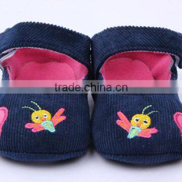 brand new baby girls navy blue dragfly pattern shoes 2014 new fashion baby shoes