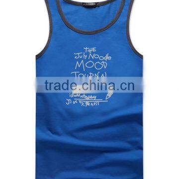 2017 New Fashion Design OEM Customized 3D Print Your Own Brand LogoSportswear 95%Cotton 5%Spandex Plain Gym Stringer Men Singlet photo-3