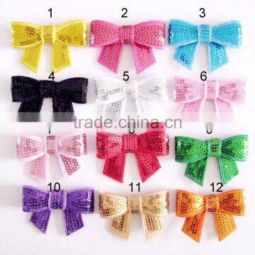 Hot sale Wholesale children's hair accessories Embroidery flash sequined bow Flash bead piece bow tie bowknot clip hairpin