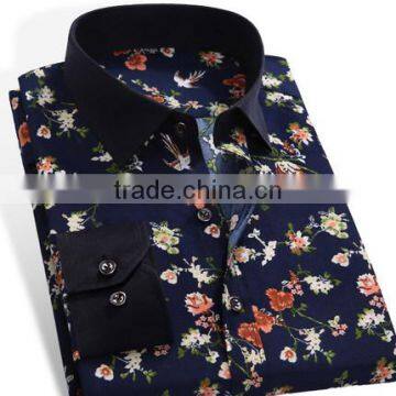 Floral printing 100% cotton casual men shirts