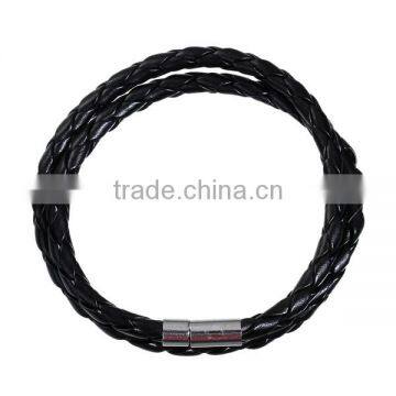 Black Braided Cord Magnetic Clasps Leather Football Bracelet Handmade Leather Bracelet photo-3
