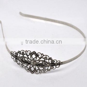 Wholesale Silver Tone Flower Headbands Hair Band 4.7mm wide