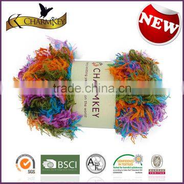 Charmkey Metallic Yarn Blended Yarn Mixed Color Dyed Fancy Fluffy Eyelash Yarn photo-2