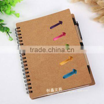 Customised Logo Kraft Blank Cover White Lined Inner Paper Spiral Notebook With Pen Colorful Sticky Notes Divider photo-4