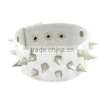 Triangular Prism Rivet Charm Bracelet Punk Style Cow Leather Bracelet photo-2