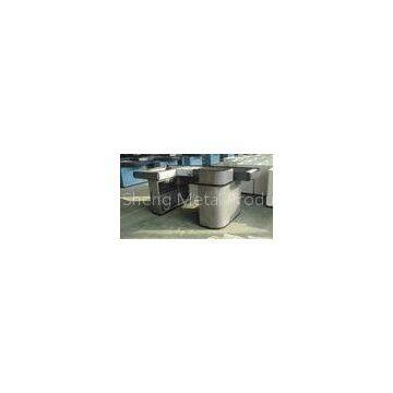 Silver Gray Conveyor Belt Checkout Counter with Acrylic Panel