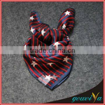 High Quality Square Silk Printing Stripe Star Scarf