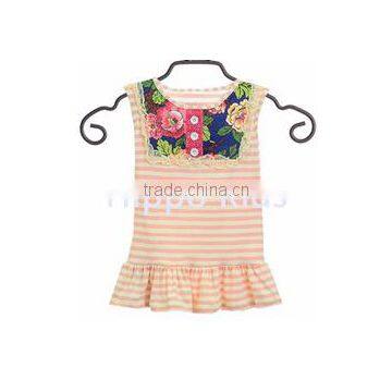 Wholesale toddler girls cotton tops pink stripe peplum top persnickety remake tops