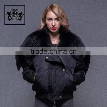 Women overcoat plus size fur collar duck down feather liner bomber jacket