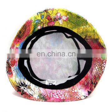 Factory New Fashion Women Girl Flower Floral Bucket Hat Bling Glitter Boonie Cap Pastel Drawing Soft Material photo-5