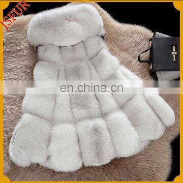 2016 Newest Hood Vest Genuine Fox Fur Winter Women Waistcoat