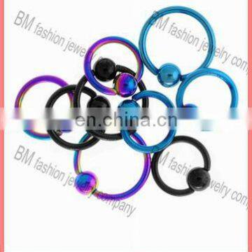 Many color titanium plated 316L stainless steel BCR lip piercing jewelry