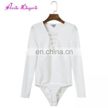 High Quality Long Sleeves Knitting v Neck White Women Jumpsuits and Rompers photo-4