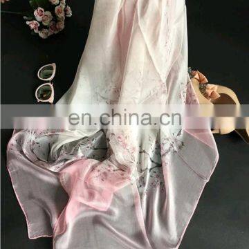 women lady 100% silk printed scarf white silk scarf for painting